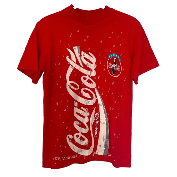 Vintage 1994 Coca-Cola Coke Big Print Short Sleeve T-Shirt Single Stitch Sz M - Picture 1 of 11